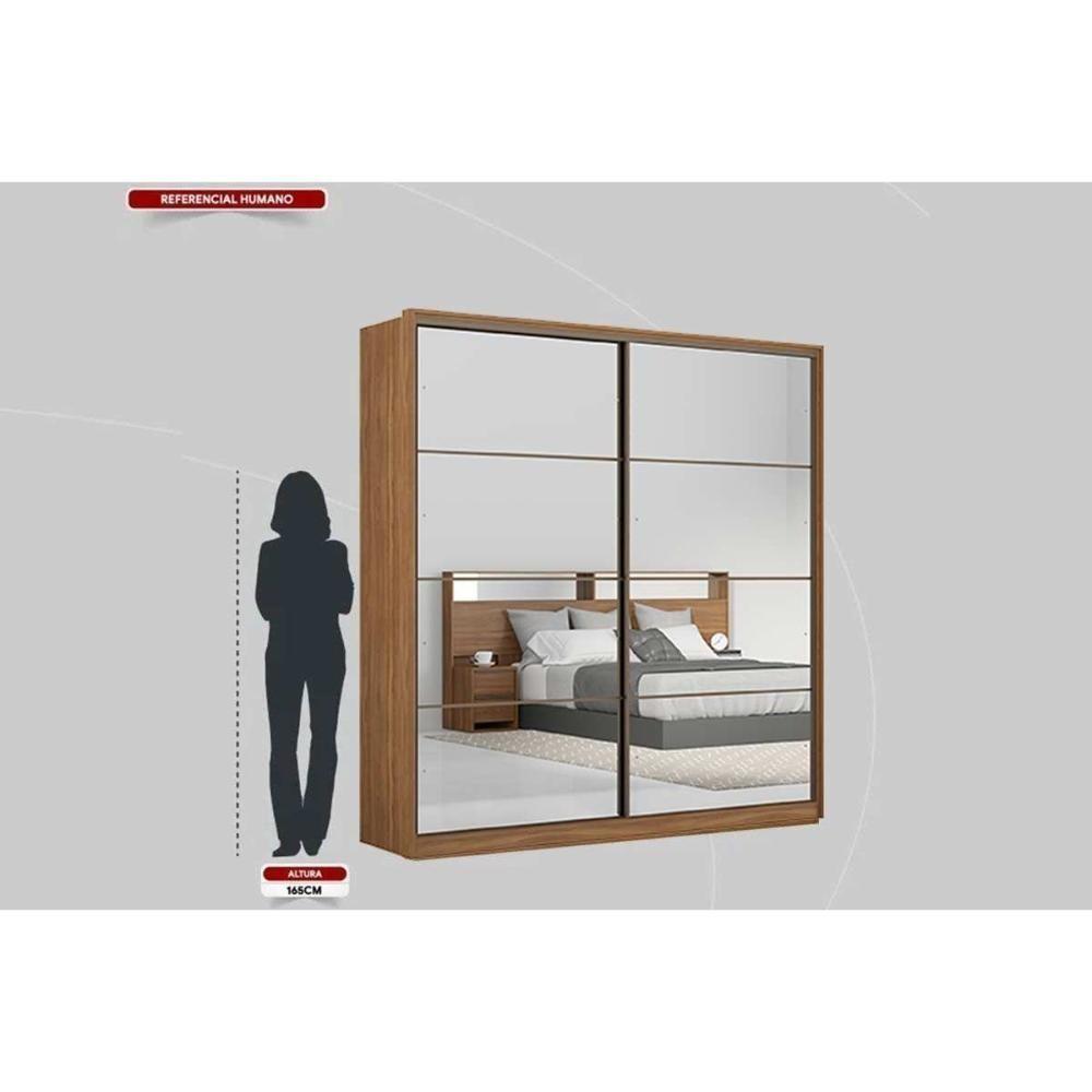 Guarda Roupa Casal 2 Portas De Correr C/ Espelho E 3 Gavetas Belga Amêndola Touch - Demóbile - 7