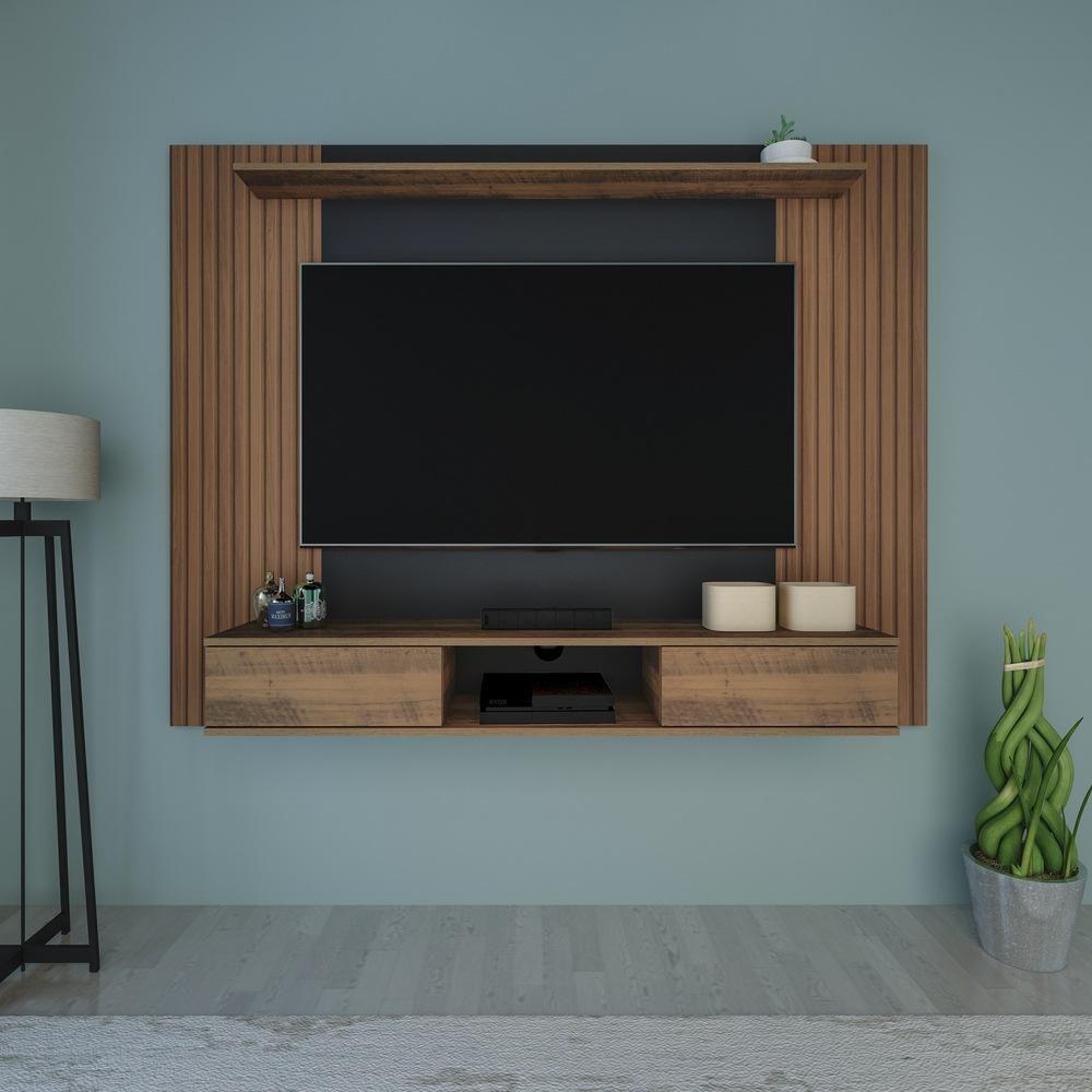 Painel Com Suporte Tv 75" E 1 Porta Multimóveis Cr45162 Pinho/Preto Pinho/Preto - 1