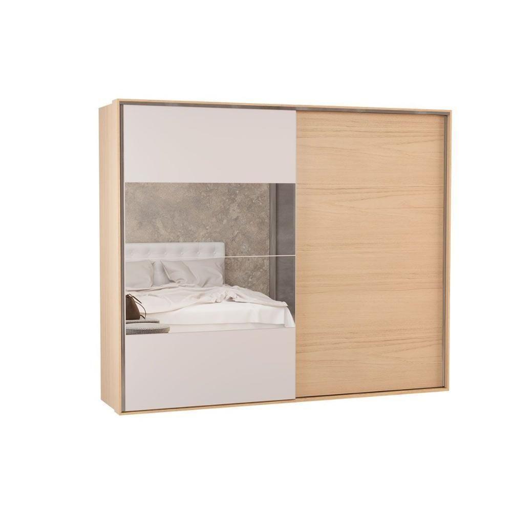Guarda Roupa Casal 2 Portas De Correr (1 C/ Espelho) E 4 Gavetas Ph 1806 Carvalho Nature/off White - Herval - 1