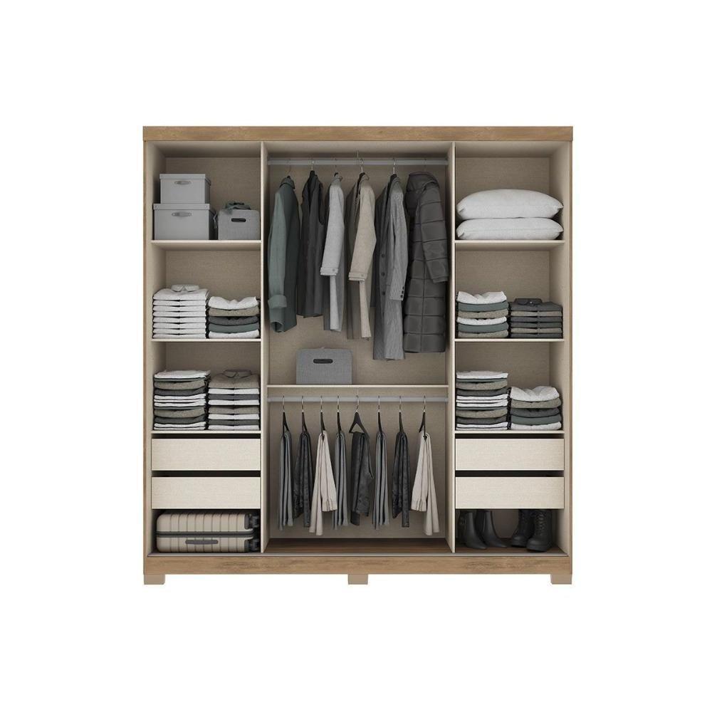 Guarda Roupa Casal 2 Portas De Correr (1 C/ Espelho) E 4 Gavetas Búzios 1179 Flex Freijo Ou Freijo Avela - Carraro - 8