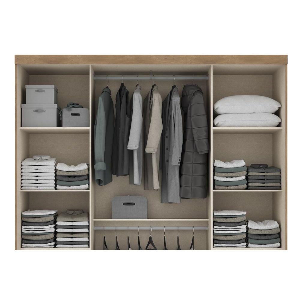 Guarda Roupa Casal 2 Portas De Correr (1 C/ Espelho) E 4 Gavetas Búzios 1179 Flex Freijo Ou Freijo Avela - Carraro - 9