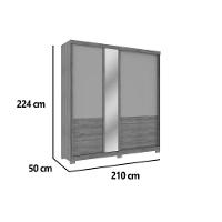 Guarda Roupa Casal 2 Portas De Correr (1 C/ Espelho) E 4 Gavetas Búzios 1179 Flex Freijo Ou Freijo Avela - Carraro - 3