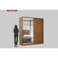 Guarda Roupa Casal 2 Portas De Correr (1 C/ Espelho) E 3 Gavetas Belga Nogueira Touch/preto Prime - Demóbile - 3