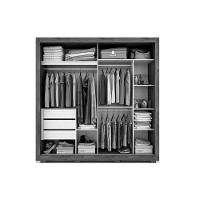 Guarda Roupa Casal 2 Portas De Correr (1 C/ Espelho) E 3 Gavetas Nicole Flex Cinamomo/cinamomo Ou Off White - Acp - 3