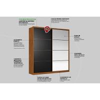 Guarda Roupa Casal 2 Portas De Correr (1 C/ Espelho) E 3 Gavetas Belga Amendola/grafito - Demóbile