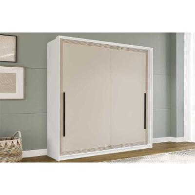 Guarda Roupa Casal 2 Portas De Correr (1 C/ Espelho) E 2 Gavetas Valência Branco/creme - Politorno