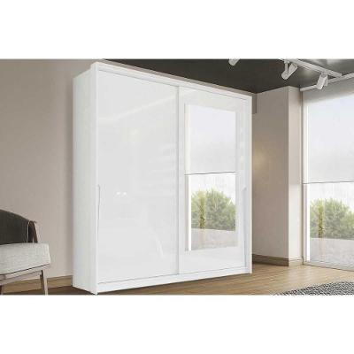 Guarda Roupa Casal 2 Portas De Correr (1 C/ Espelho) E 2 Gavetas Porto Branco - Politorno