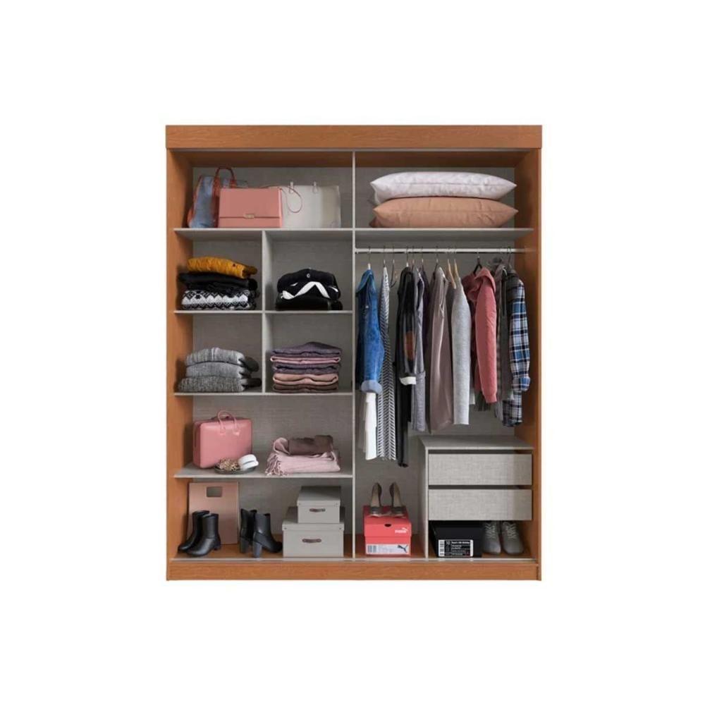 Guarda Roupa Casal 2 Portas De Correr (1 C/ Espelho) E 2 Gavetas Ph 16932 Branco - Herval - 2