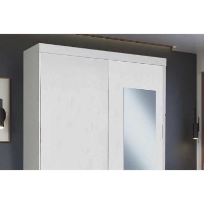 Guarda Roupa Casal PH 16932 2 Portas de Correr 2 Gavetas Branco MDP com Espelho