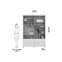 Guarda Roupa Bebê C/ 4 Portas (2 Cristal) E 4 Gavetas êlo Branco - Peroba - 10