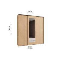 Guarda Roupa Casal 3 Portas De Correr (1 C/ Espelho) E 2 Gavetas Ph 1808 Carvalho Nature/off White - Herval - 2