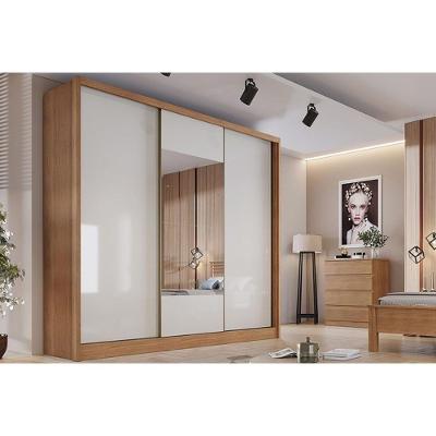 Guarda Roupa Casal 3 Portas De Correr (1 C/ Espelho) E 4 Gavetas Arezzo/medelim Cumaru/fendi 25 - Novo Horizonte