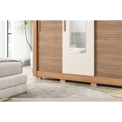 Guarda Roupa Casal Chile 3 Portas de Correr 2 Gavetas Branco MDF Caemmun