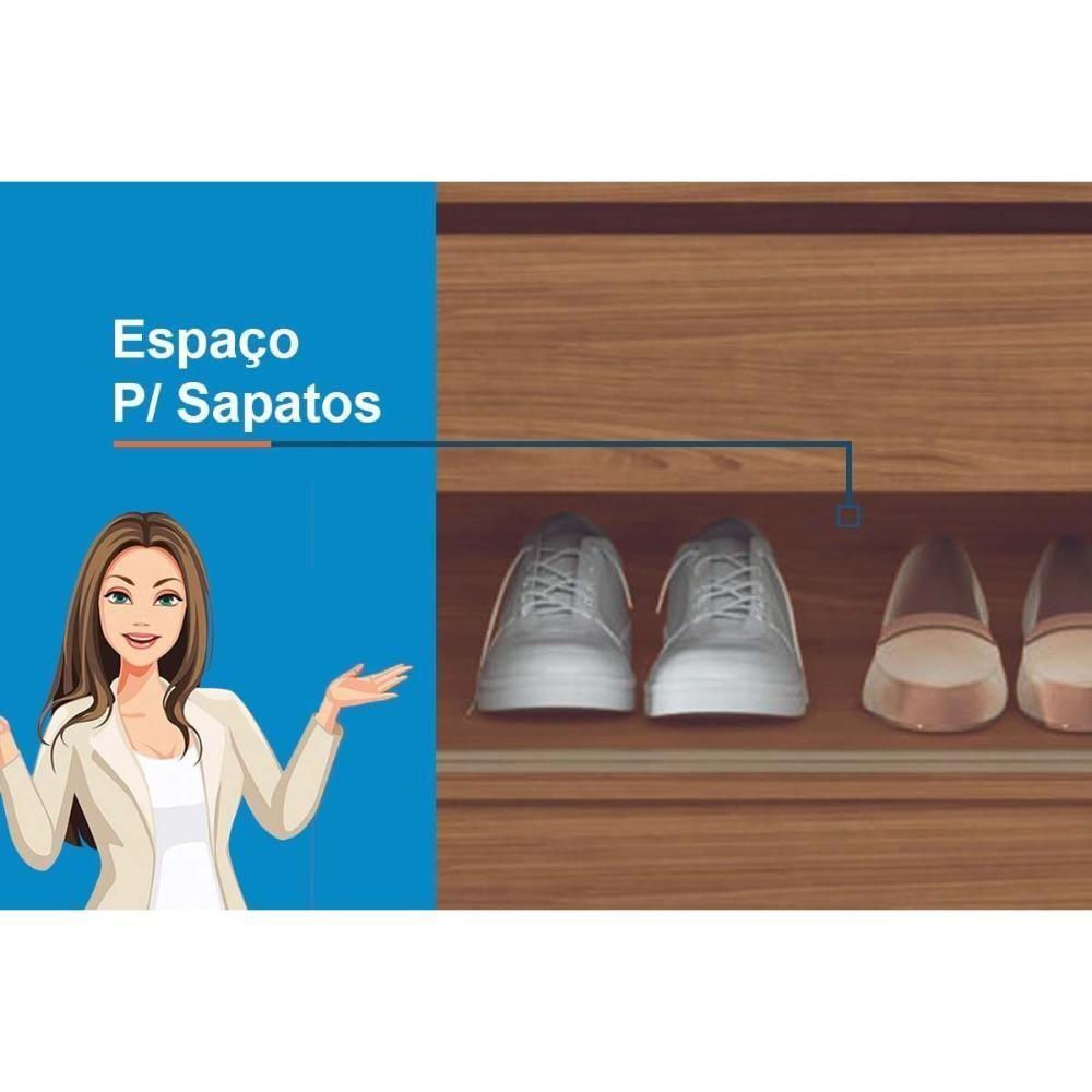 Guarda Roupa Casal 3 Portas De Correr (1 C/ Espelho) E 2 Gavetas C/ Pés Maringá Jatobá - Santos Andirá - 2