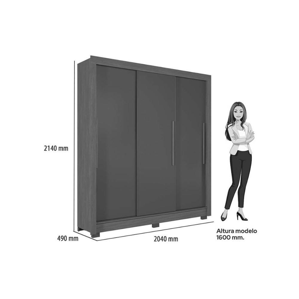 Guarda Roupa Casal 3 Portas De Correr (1 C/ Espelho) E 2 Gavetas C/ Pés Maringá Jatobá - Santos Andirá - 4