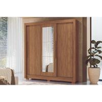 Guarda Roupa Casal 3 Portas De Correr (1 C/ Espelho) E 2 Gavetas C/ Pés Maringá Jatobá - Santos Andirá - 1