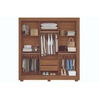 Guarda Roupa Casal 3 Portas De Correr (1 C/ Espelho) E 2 Gavetas C/ Pés Maringá Jatobá - Santos Andirá - 5