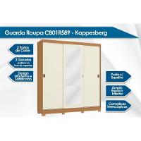 Guarda Roupa Casal 3 Portas De Correr (1 C/ Espelho) E 2 Gavetas C/ Pés Cb01r589 Canela/off White - Kappesberg - 3