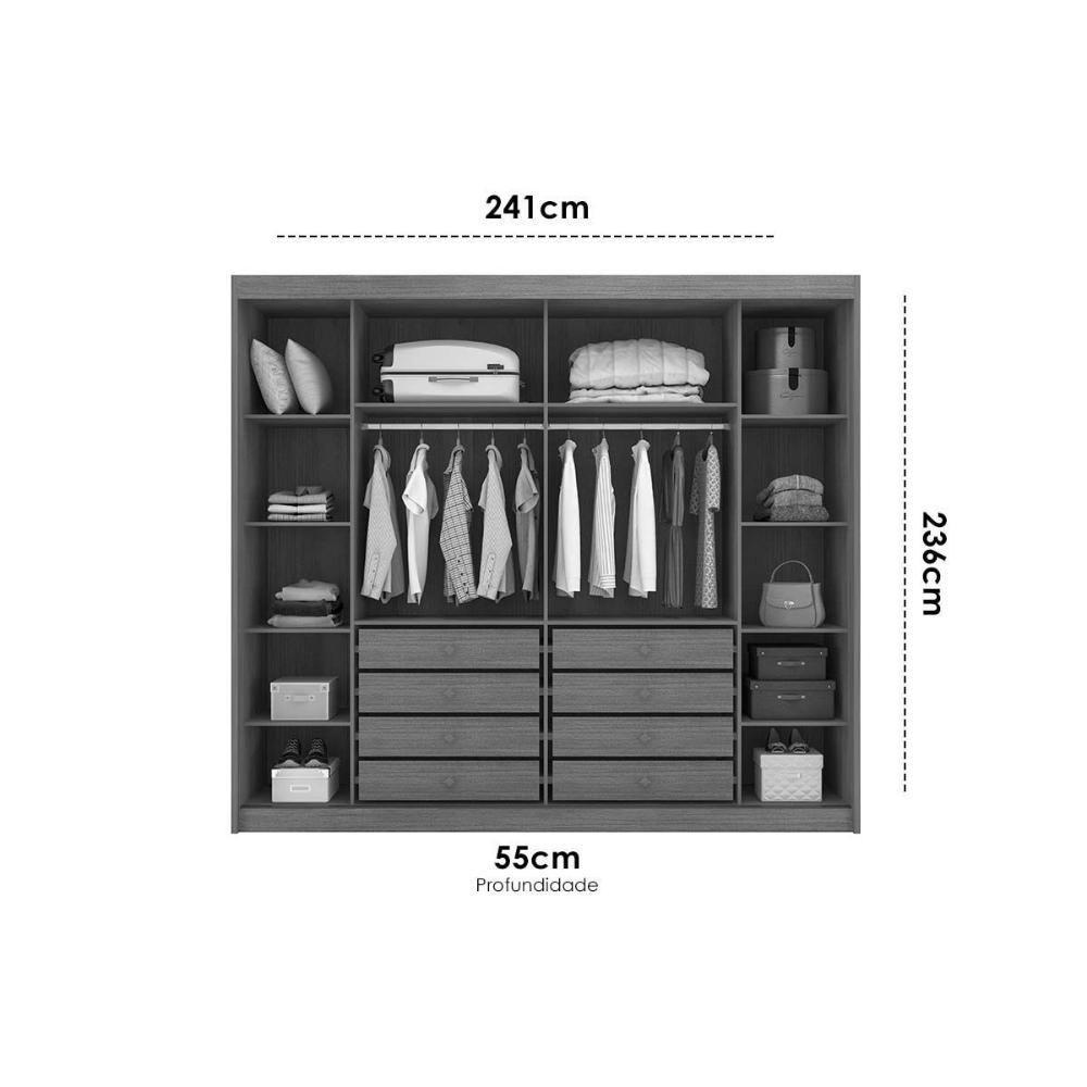 Guarda Roupa Casal 2 Portas E 8 Gavetas Belmonte/brusque Neve - Novo Horizonte - 4