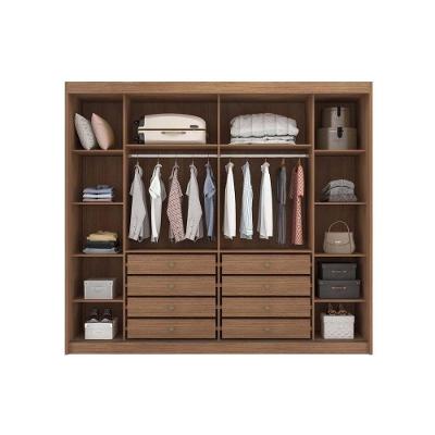 Guarda Roupa Casal Belmonte 2 Portas de Correr 8 Gavetas Cumaru-fendi MDF