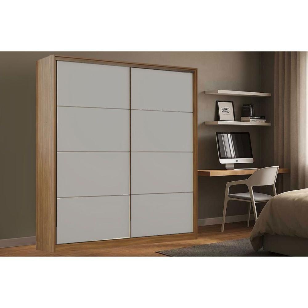 Guarda Roupa Casal 2 Portas De Correr E 3 Gavetas Belga Amendola/grafito - Demóbile - 1