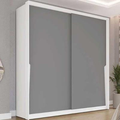 Guarda Roupa Casal 2 Portas De Correr E 2 Gavetas Porto Branco/cinza - Politorno