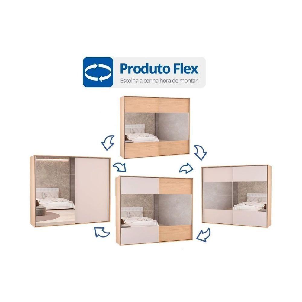 Guarda Roupa Casal 2 Portas De Correr (2 C/ Espelho) E 4 Gavetas Ph 1806 Carvalho Nature/off White - Herval - 2