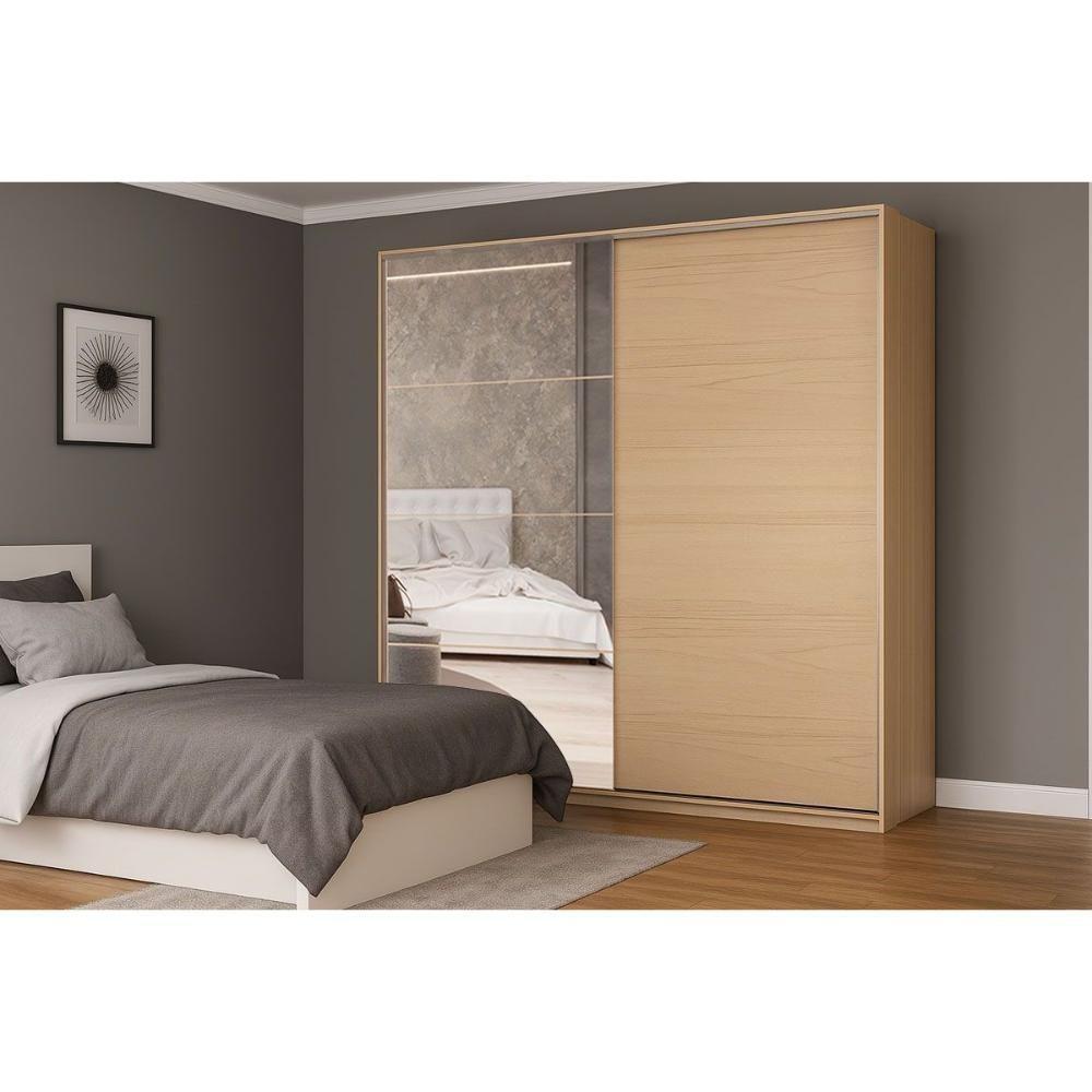 Guarda Roupa Casal 2 Portas De Correr (2 C/ Espelho) E 4 Gavetas Ph 1806 Carvalho Nature/off White - Herval - 3