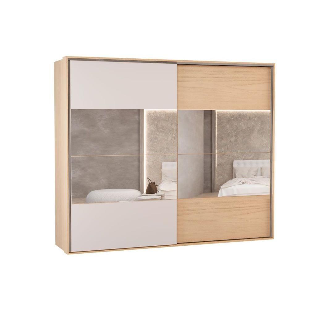 Guarda Roupa Casal 2 Portas De Correr (2 C/ Espelho) E 4 Gavetas Ph 1806 Carvalho Nature/off White - Herval - 4