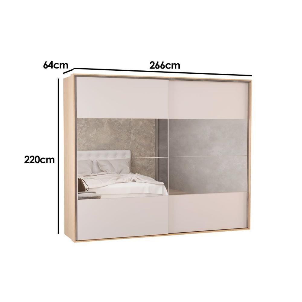 Guarda Roupa Casal 2 Portas De Correr (2 C/ Espelho) E 4 Gavetas Ph 1806 Carvalho Nature/off White - Herval - 7