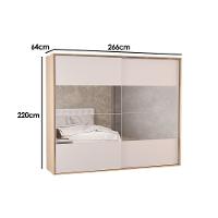 Guarda Roupa Casal 2 Portas De Correr (2 C/ Espelho) E 4 Gavetas Ph 1806 Carvalho Nature/off White - Herval - 7