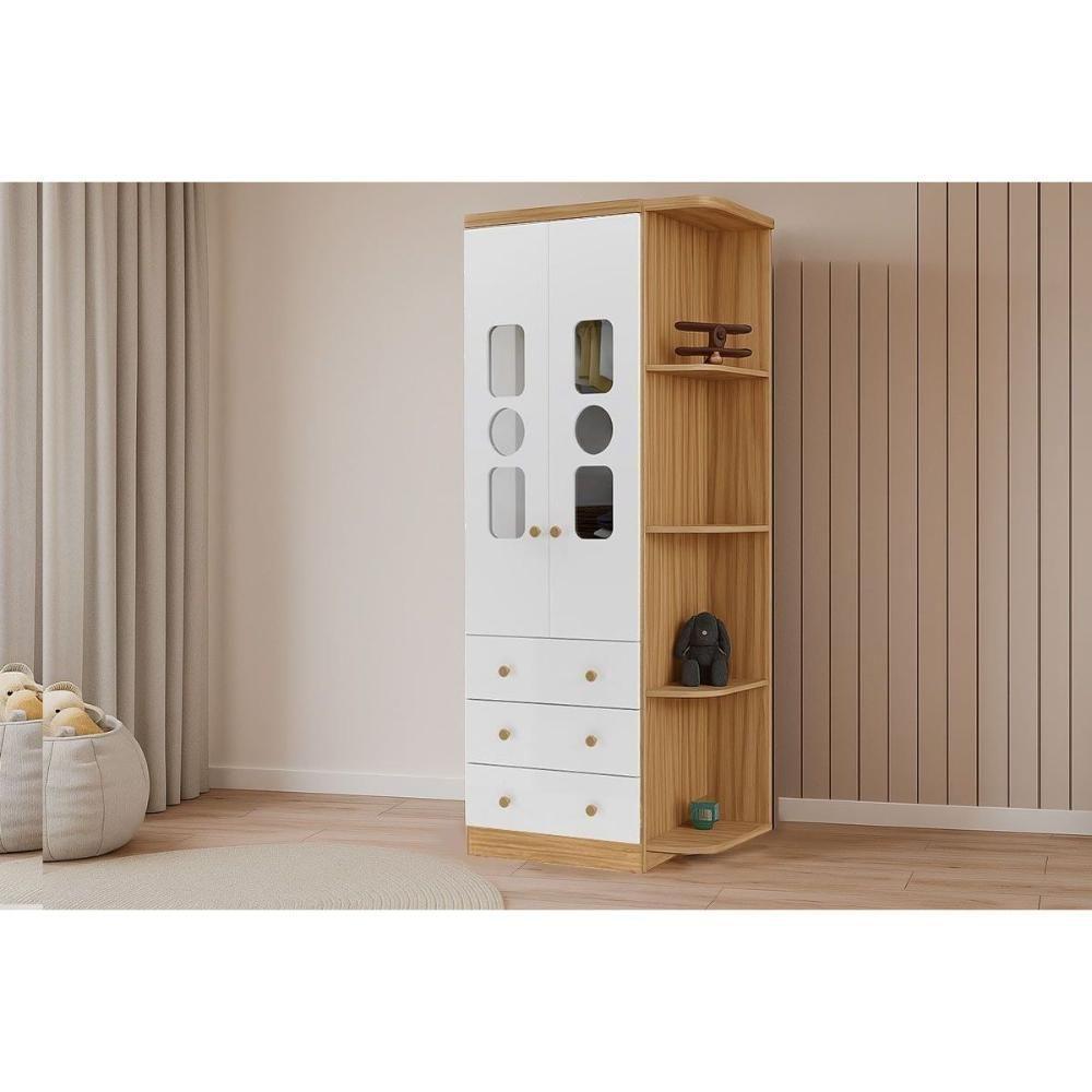 Guarda Roupa Bebê C/ 2 Portas Cristal E 3 Gavetas Tedy Branco - Peroba - 5