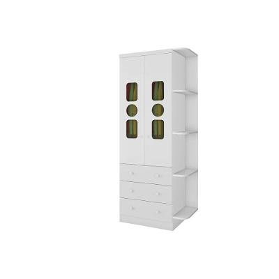 Guarda Roupa Bebê C/ 2 Portas Cristal E 3 Gavetas Tedy Branco - Peroba