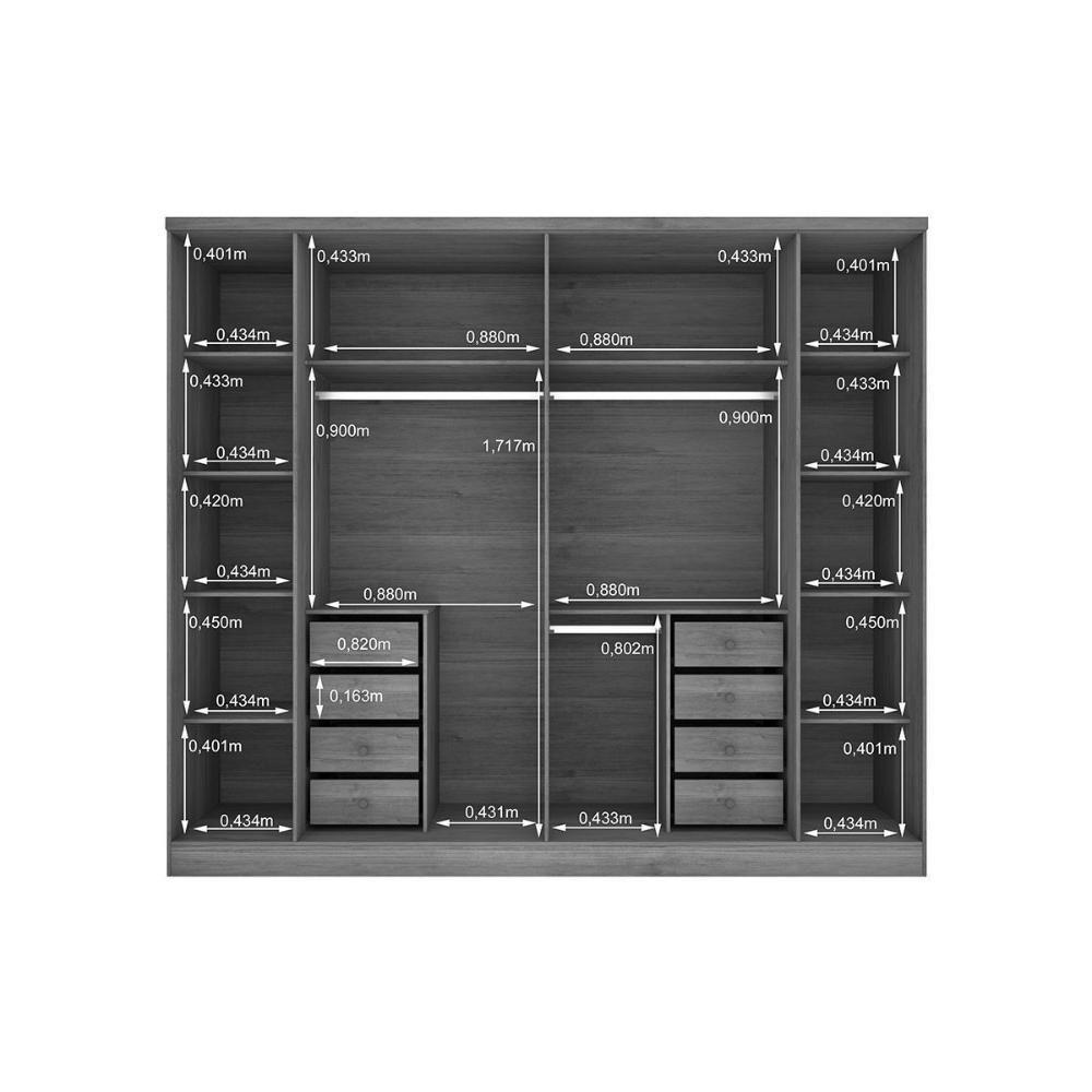 Guarda Roupa 6 Portas 6 Portas E 8 Gavetas Sevilla Neve - Tcil Móveis - 3