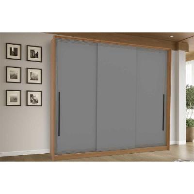 Guarda Roupa Casal Valência 3 Portas de Correr 4 Gavetas Freijo-cinza Politorno