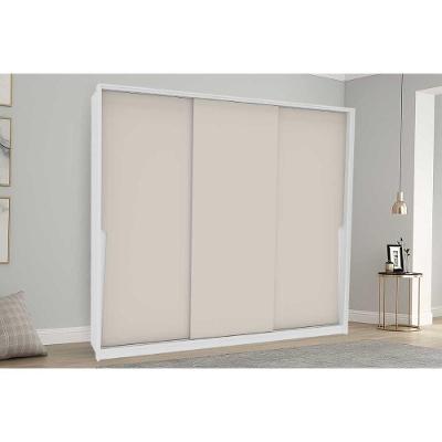Guarda Roupa Casal 3 Portas De Correr E 4 Gavetas Porto Branco/creme - Politorno