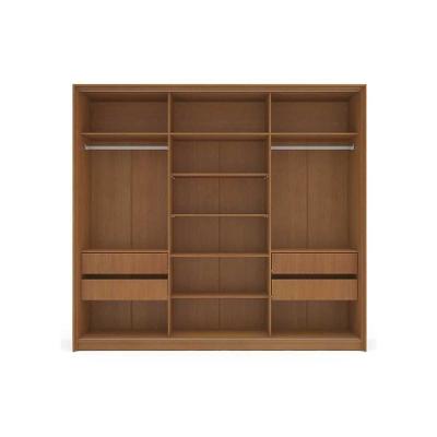 Guarda Roupa Casal Porto 3 Portas de Correr 4 Gavetas Branco-Creme MDF-MDP Politorno