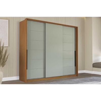 Guarda Roupa Casal 3 Portas De Correr E 4 Gavetas Lisboa Freijo/verde - Politorno