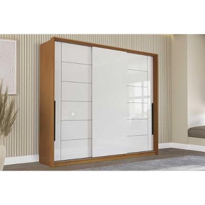 Guarda Roupa Casal 3 Portas De Correr E 4 Gavetas Lisboa Freijo/branco - Politorno