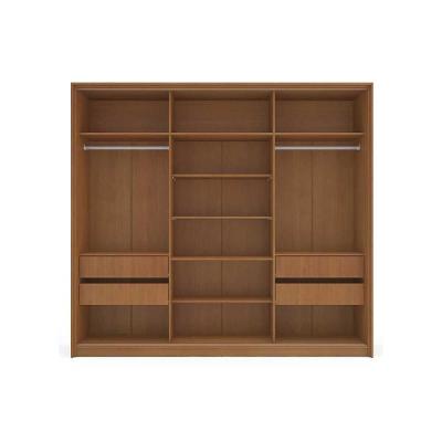 Guarda Roupa Casal Lisboa 3 Portas de Correr 4 Gavetas Branco-cinza Politorno