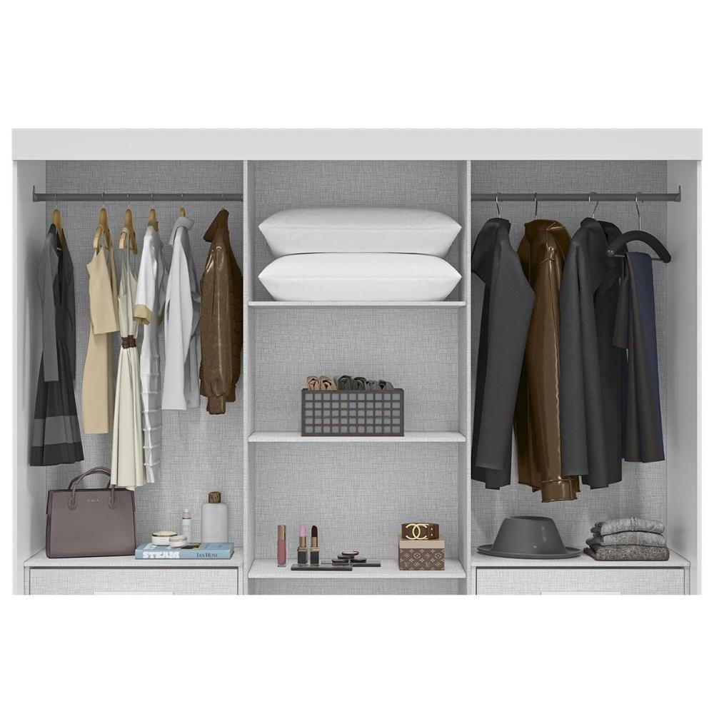 Guarda Roupa Casal 3 Portas De Correr E 4 Gavetas Deise Branco - Acp - 8