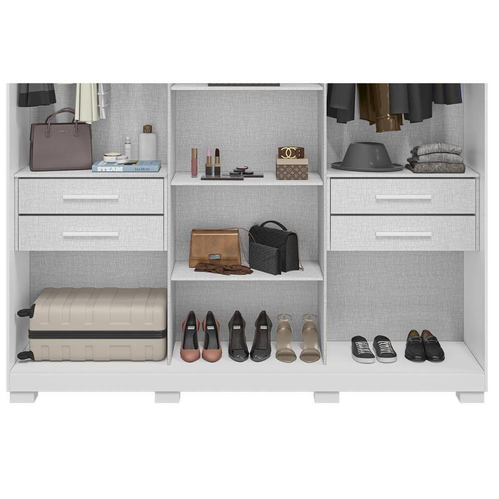 Guarda Roupa Casal 3 Portas De Correr E 4 Gavetas Deise Branco - Acp - 9