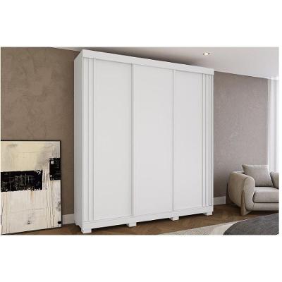 Guarda Roupa Casal Deise 3 Portas de Correr 4 Gavetas Branco MDP ACP Móveis