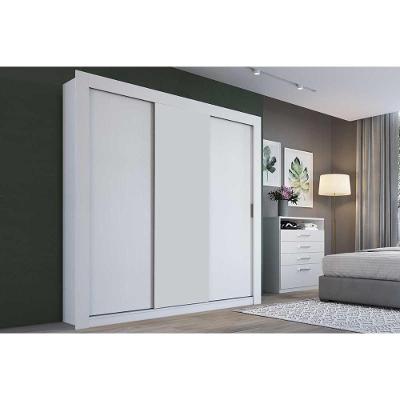 Guarda Roupa Casal PH 1681 3 Portas de Correr 2 Gavetas Branco MDP Herval