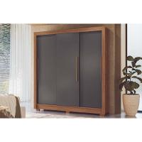 Guarda Roupa Casal 3 Portas De Correr E 2 Gavetas C/ Pés Maringá Jatobá/grafite - Santos Andirá - 1