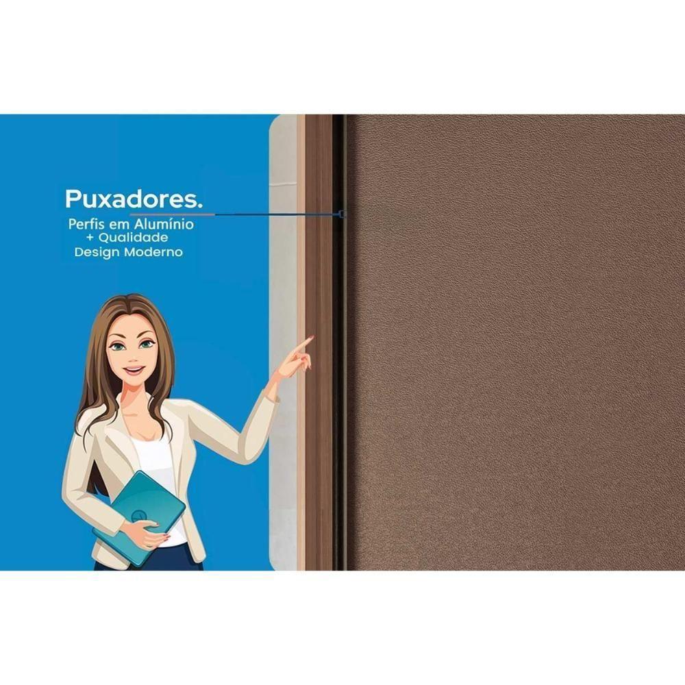 Guarda Roupa Casal 3 Portas De Correr (1 C/ Espelho) E 5 Gavetas C/ Pés Milan Wood/terracota - Santos Andirá - 4