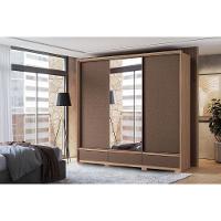 Guarda Roupa Casal 3 Portas De Correr (1 C/ Espelho) E 5 Gavetas C/ Pés Milan Wood/terracota - Santos Andirá - 1