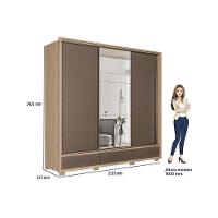 Guarda Roupa Casal 3 Portas De Correr (1 C/ Espelho) E 5 Gavetas C/ Pés Milan Wood/terracota - Santos Andirá - 6