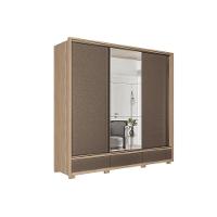 Guarda Roupa Casal 3 Portas De Correr (1 C/ Espelho) E 5 Gavetas C/ Pés Milan Wood/terracota - Santos Andirá - 9