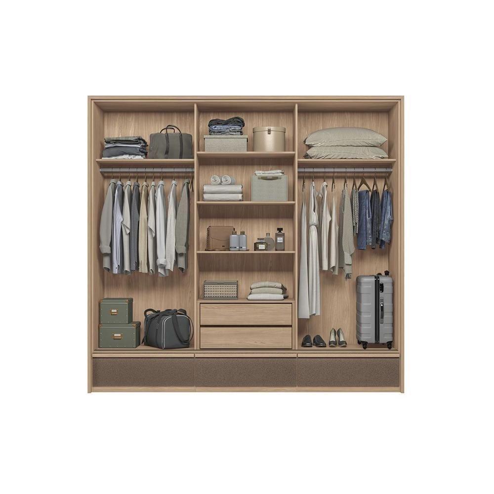 Guarda Roupa Casal 3 Portas De Correr (1 C/ Espelho) E 5 Gavetas Milan Wood/terracota - Santos Andirá - 7